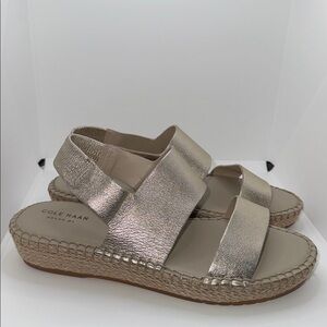 Cole Haan Metallic Gold Espadrille Slingback Sandals